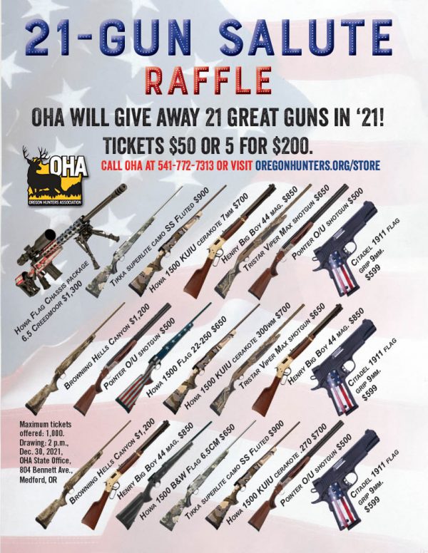 Enter OHA's 21 Gun Salute Raffle! Oregon Hunters Association