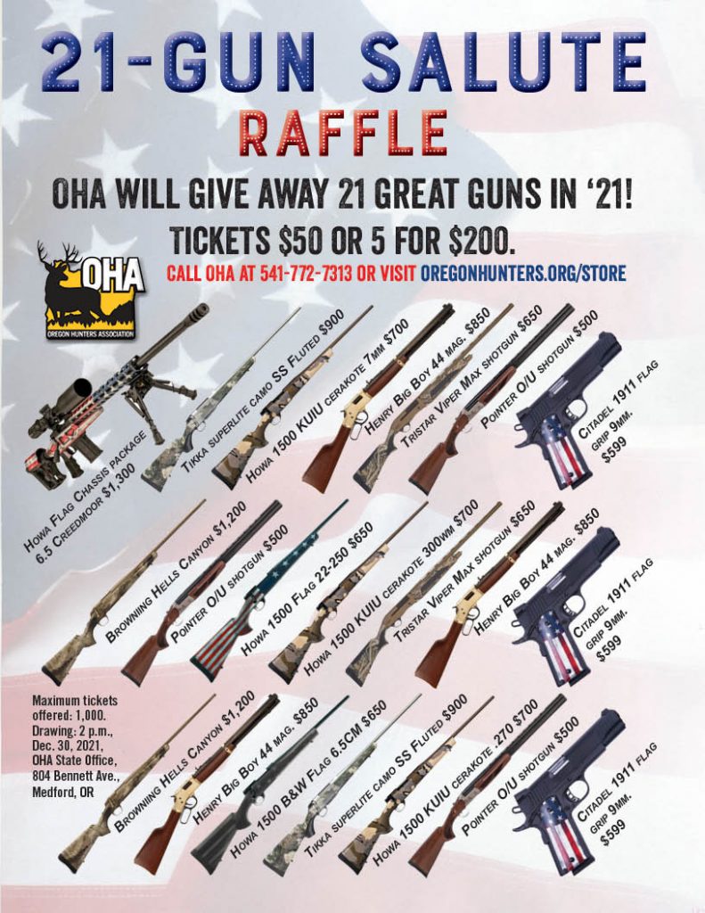 Enter OHA's 21 Gun Salute Raffle! - Oregon Hunters Association