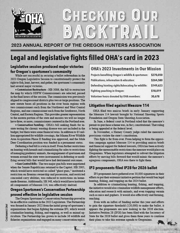 OHAannualreport20231 Oregon Hunters Association